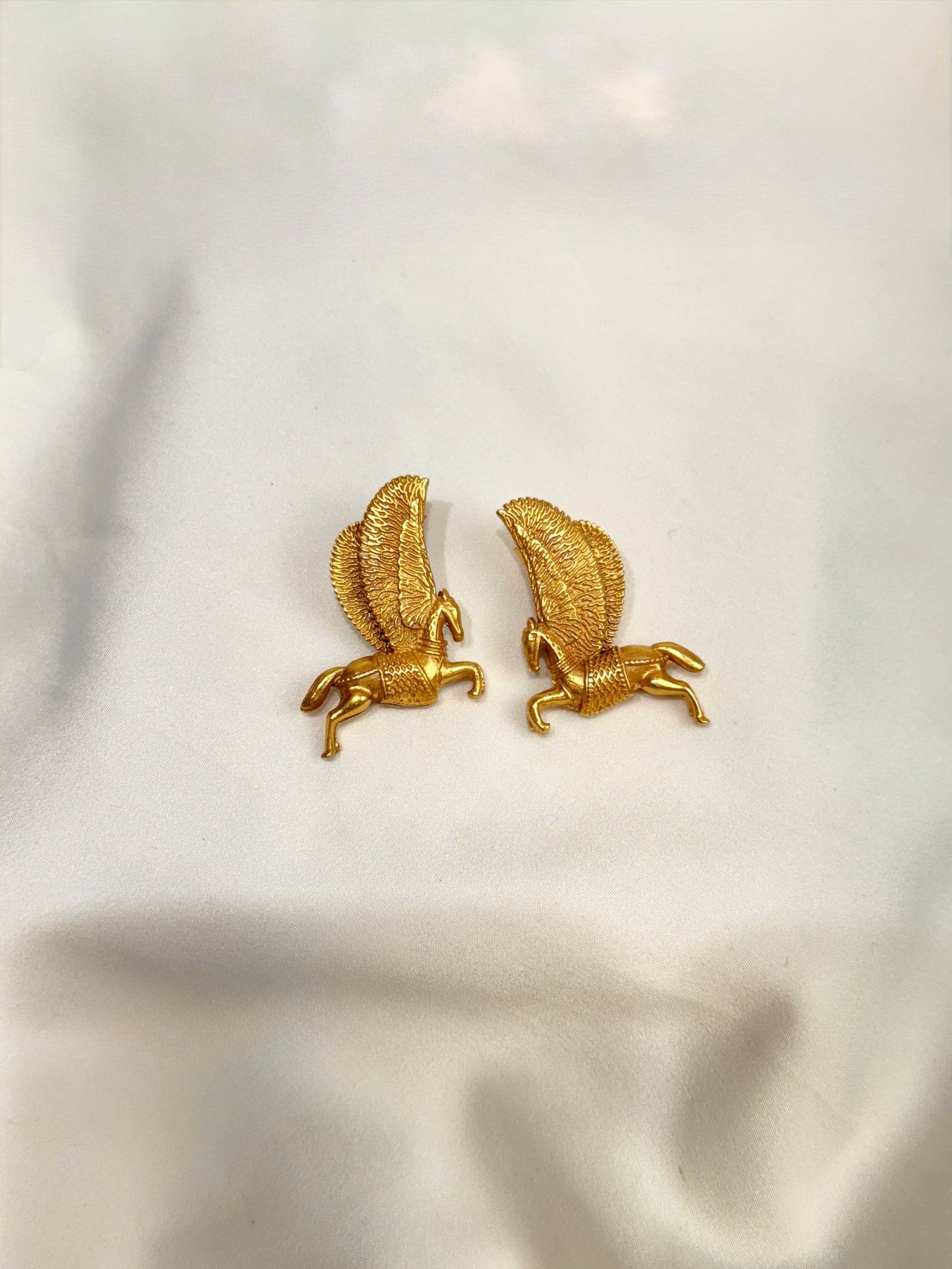 925 Silver Earrings| Gold Polished Pegasus Silver Earrings