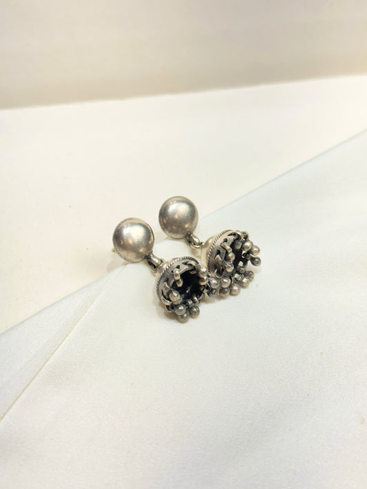 925 Silver Jhumka Earrings| Tridha Plain SilverJhumka Earrings