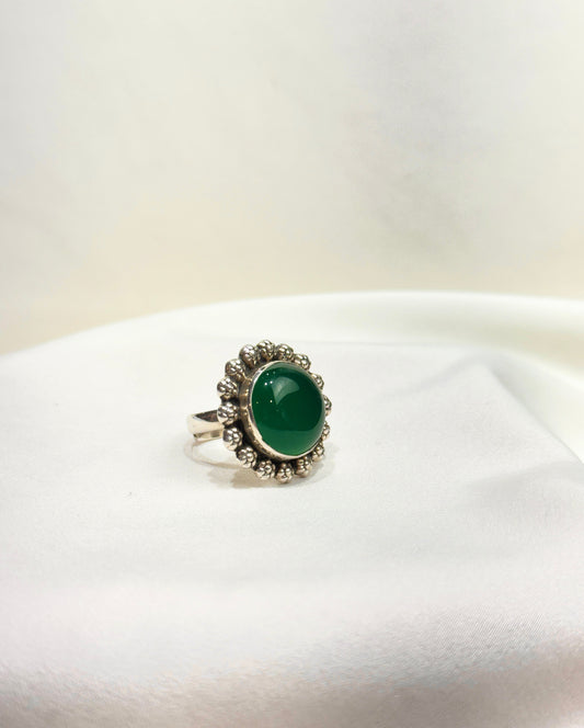 925 Silver Ring| Emerald Stone Silver Ring