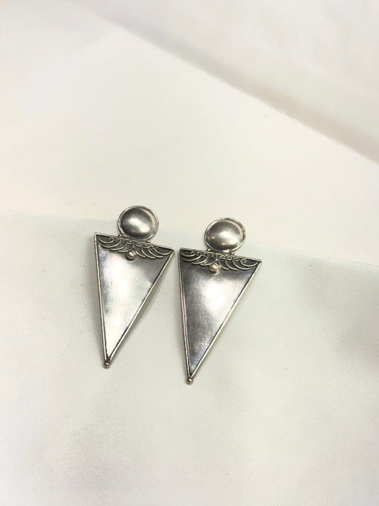 925 Silver Earrings|Tridha Tribal Silver Stud Earrings