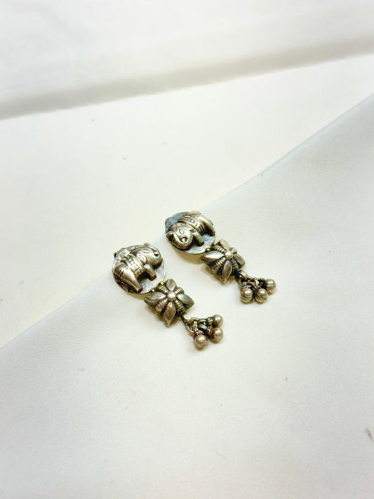 925 Silver earrings|Tridha Gajraj Earrings With Hanging Ghungroo