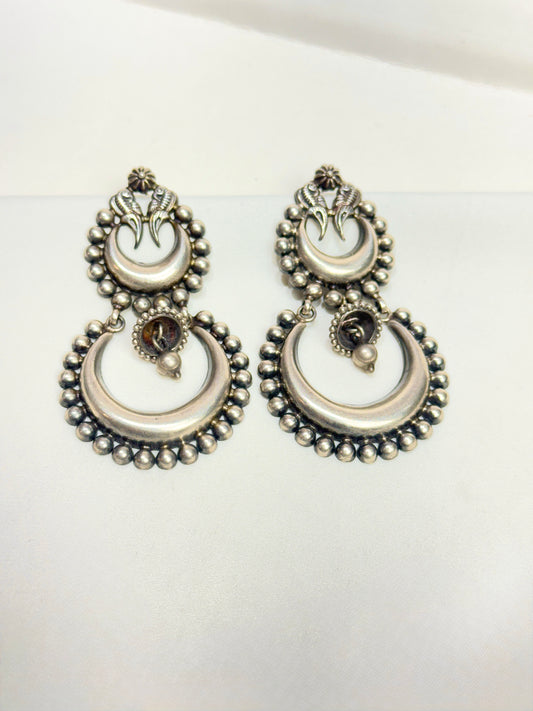 925 Silver Earrings| Tridha Silver Chandbali Earring