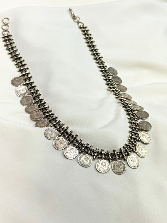 925 Silver Necklace| Tridha Vintage Inspired Coin Necklace