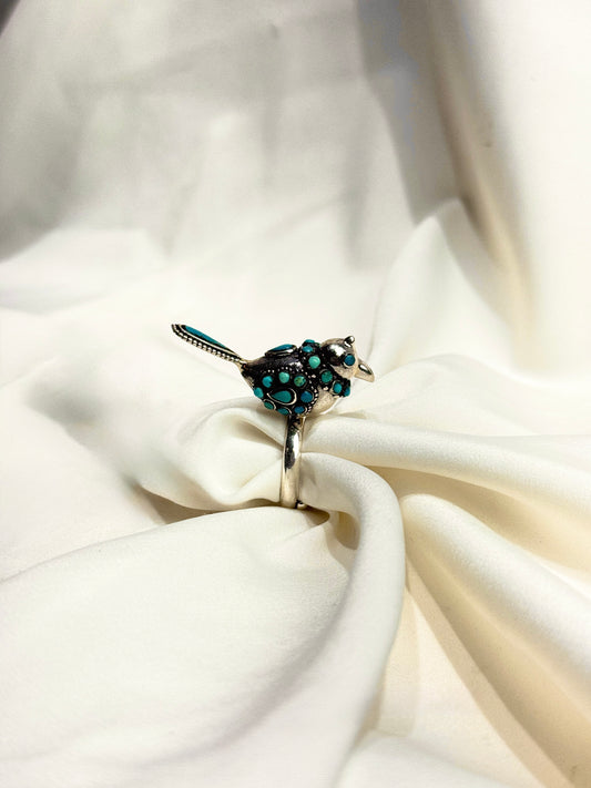 925 Silver Ring| Anokhi Tibetan Turquoise Silver Panchi Ring