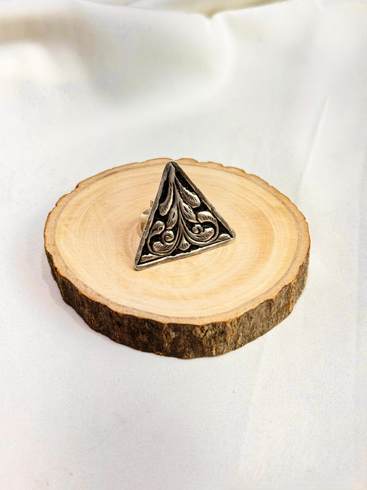 925 Silver Ring| Noor Chitai Triangular Silver Ring