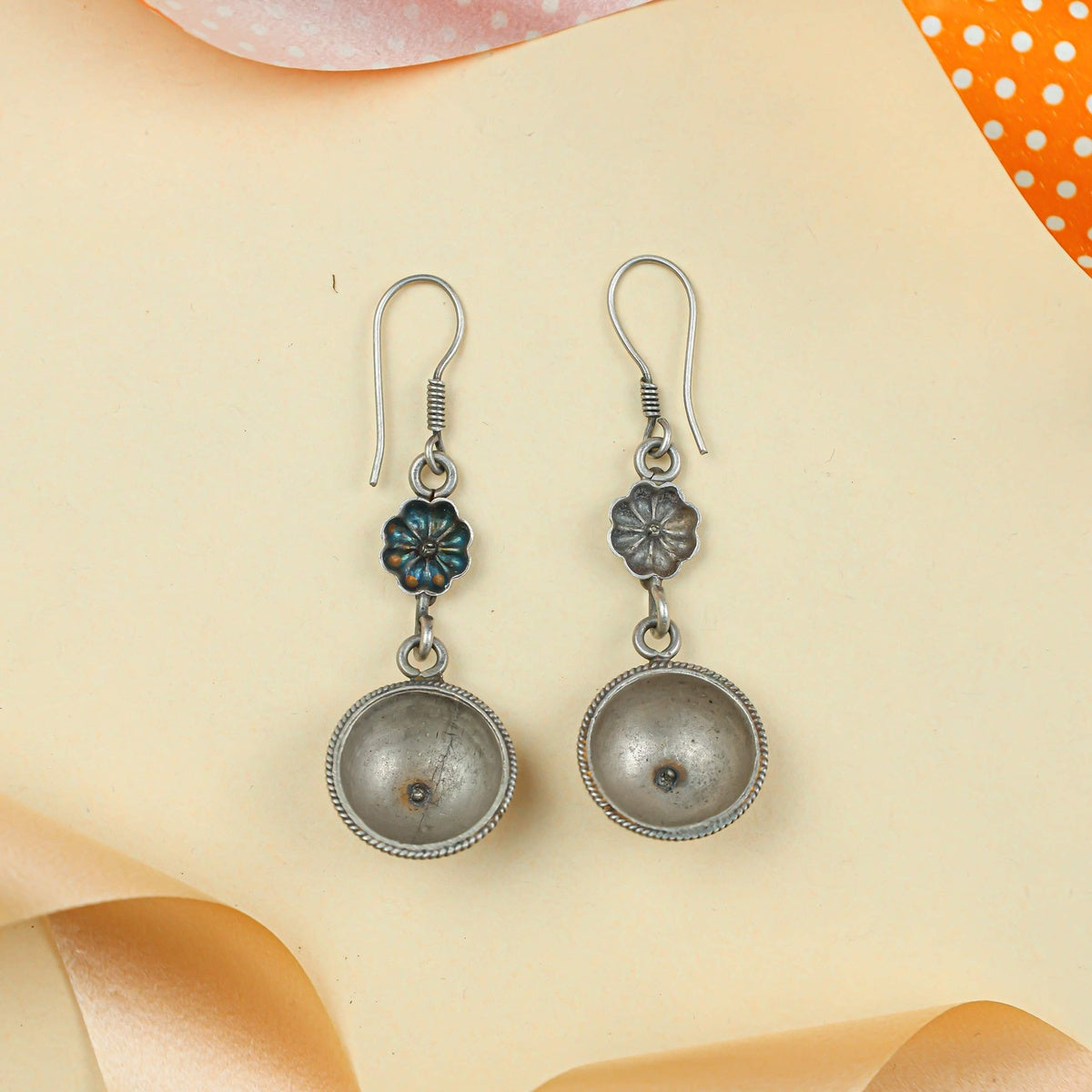 Tridha Chand Phool Silver Earrings – 92.5 Silver