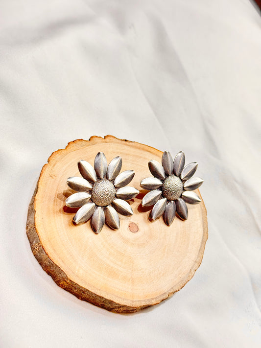 925 Silver Earrings| Silver Sunflower Stud Earrings