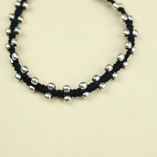 Nazakat Dual Side Ball Beaded Thread Anklet(Single Piece)