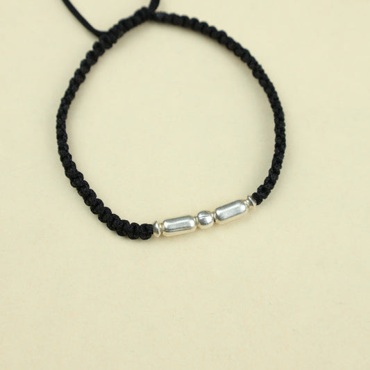 Nazakat Silver Bead Thread Anklet(Single Piece)