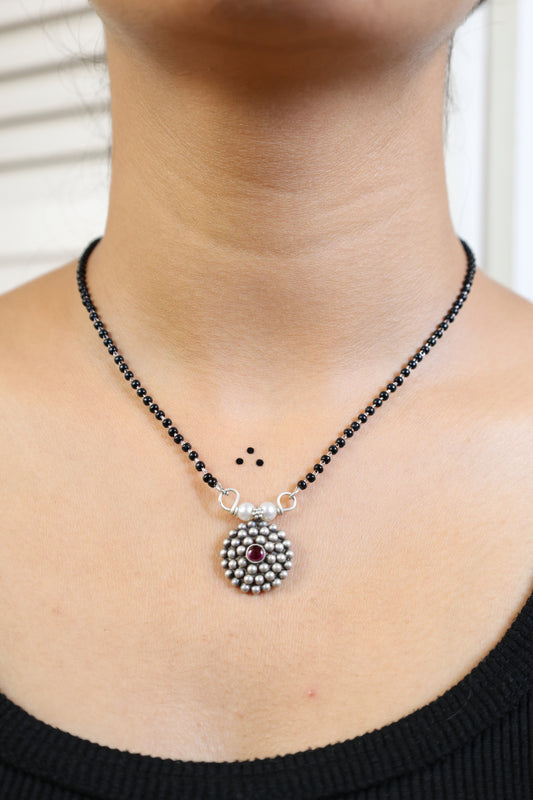 Maharatrian floral Mangalsutra – 92.5 Silver