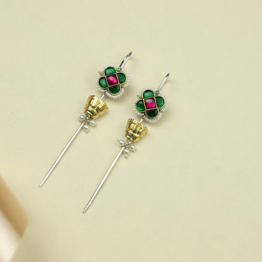 Anokhi Fusion Squar Flower Motif Ear Pin