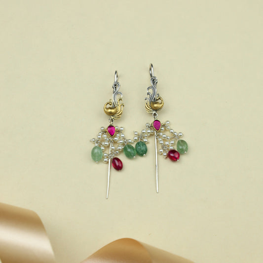 Anokhi Fusion Pecock Motif Ear Pins