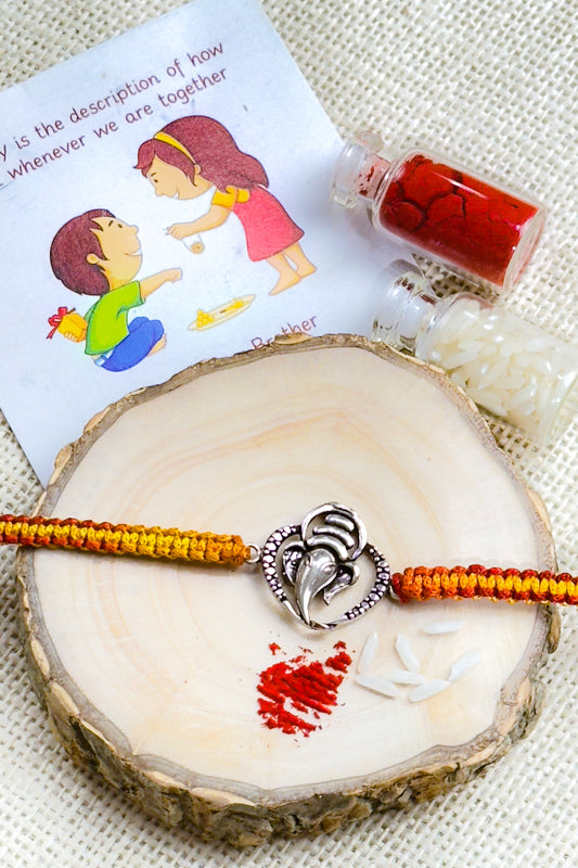 925 Silver Rakhi| Silver Blessings of Ganesha Rakhi