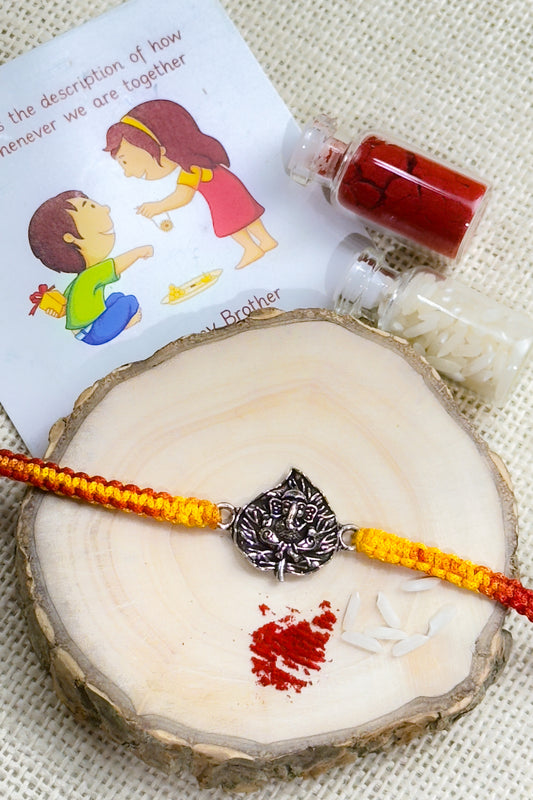 925 Silver Rakhi| Silver Vighnaharta Leaf Rakhi