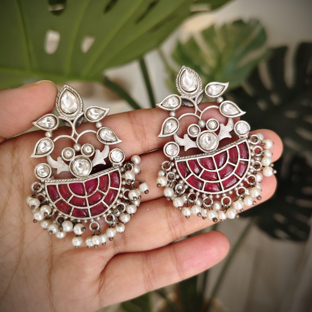 Tribal Tales Moh Silver Oxidized earrings