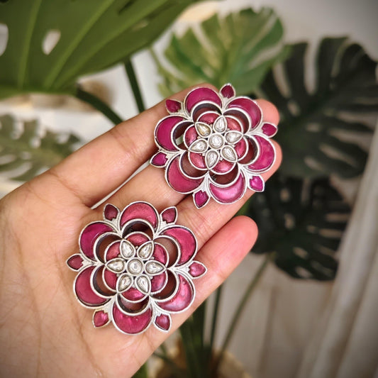 Tribal Tales Mandala Kundan Floral Stud Earrings