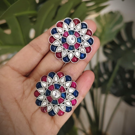 Tribal Tales Kundan Kemp Floral Stud Earrings
