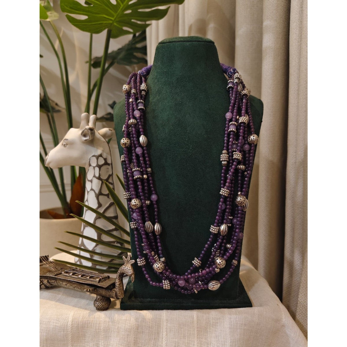 Tribal Tales Multi-Strand Amethyst Pearl Necklace