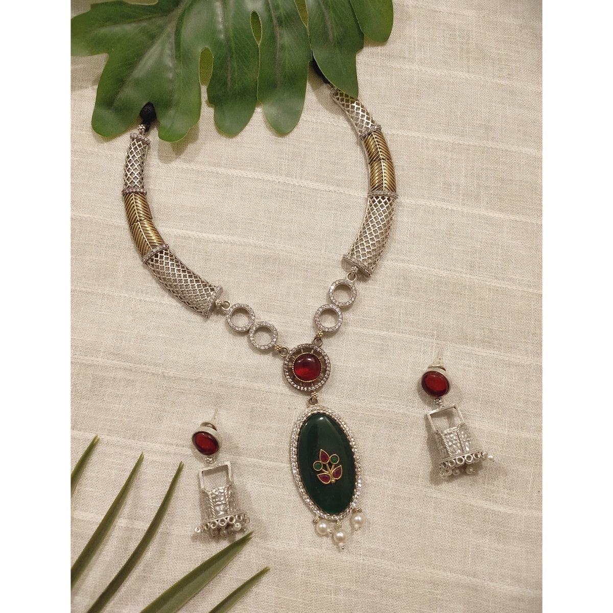 Tribal Tales Dual Tone Jaali Hasli with Stone Work