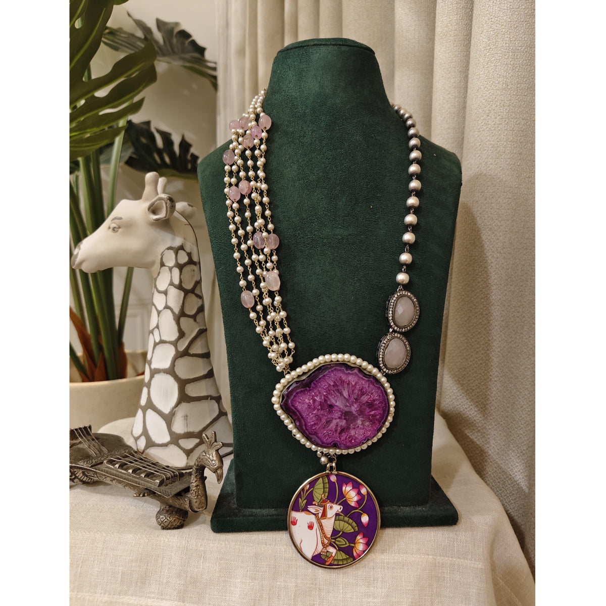 Tribal Tales Amethyst Hand Painted Necklace
