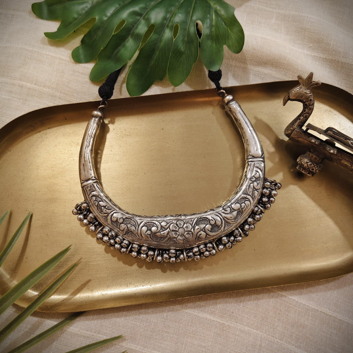 Tribal tales Oxidized Brass Hasli Polish in Silver