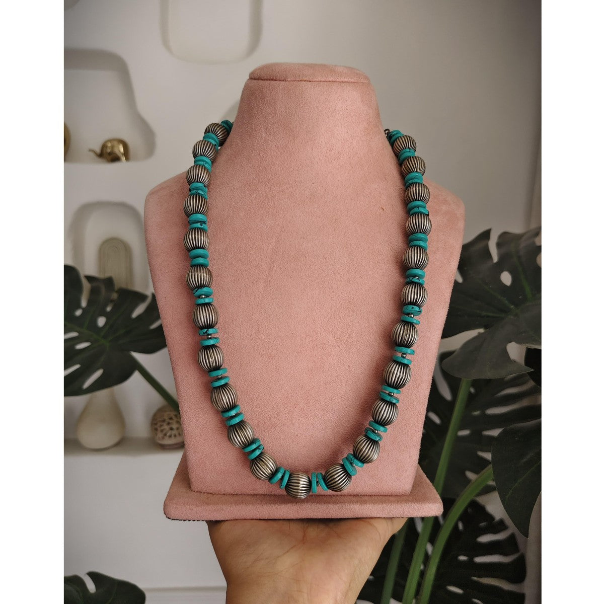 Tribal Tales Turquoise Beaded Silver Tone Necklace