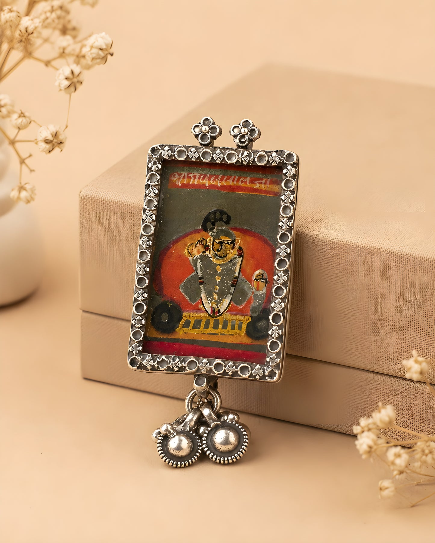 Shreenathji Hasthkala Silver Pendant