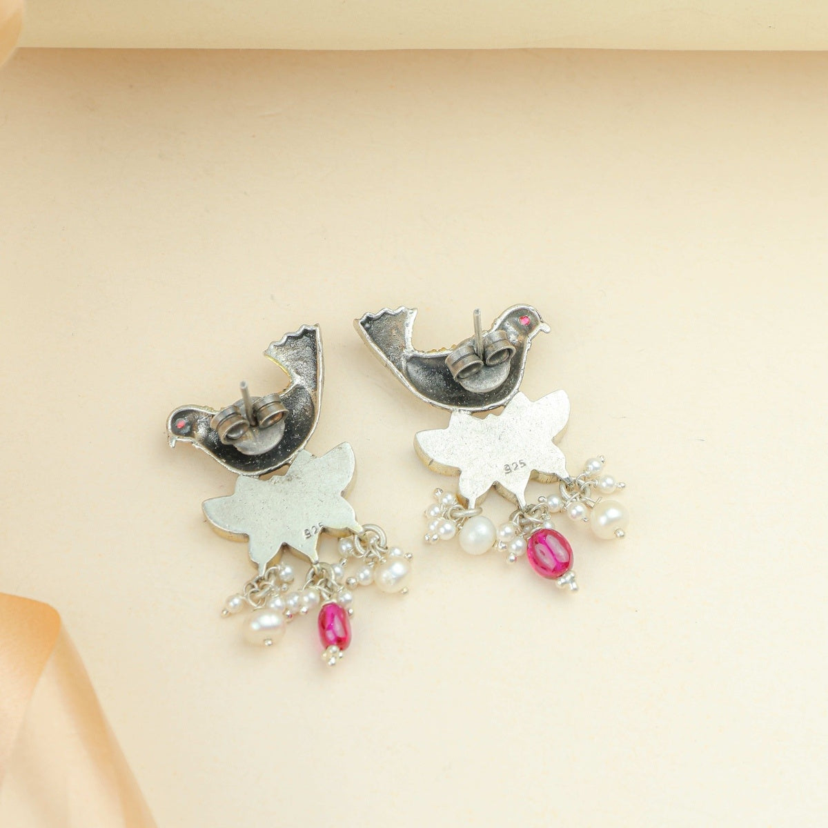 Anokhi Fusion Bird & Lotus Motif Ear Studs