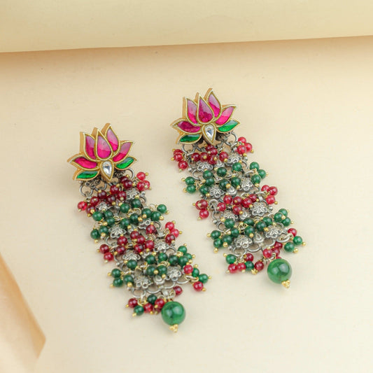 Anokhi Fusion Kundan Lotus Drop Earrings