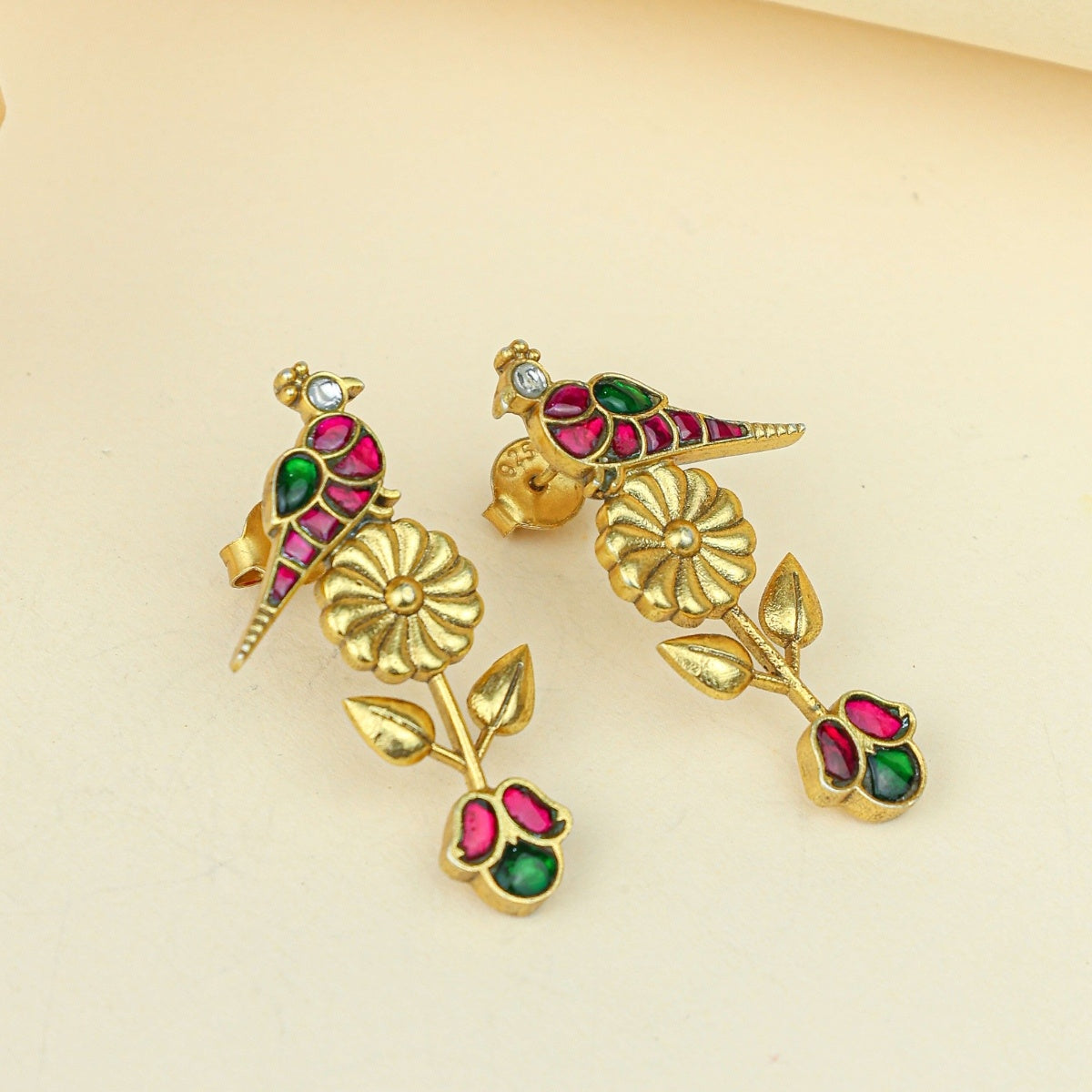 Anokhi Peacock Bagh Earrings – Gold Tone