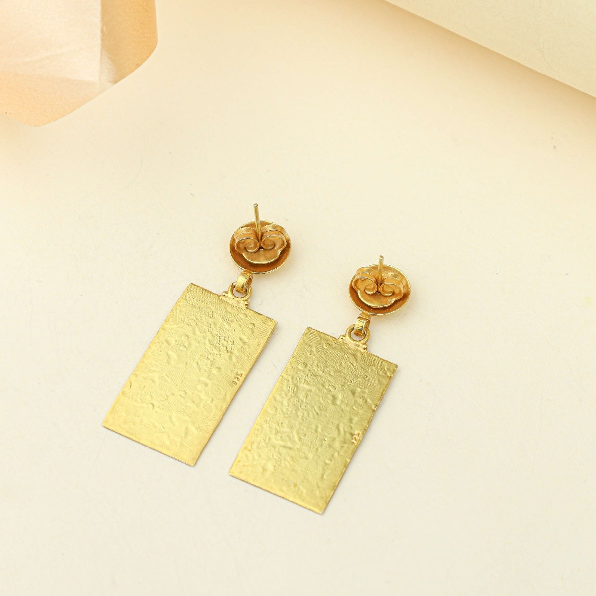 Anokhi Hammered Textured Drop Earrings – Gold Tone