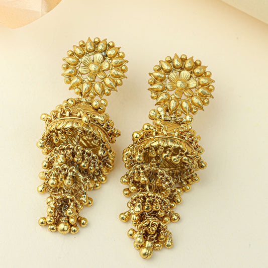 Anokhi Karanphool Jhumka – Gold Plated Earrings