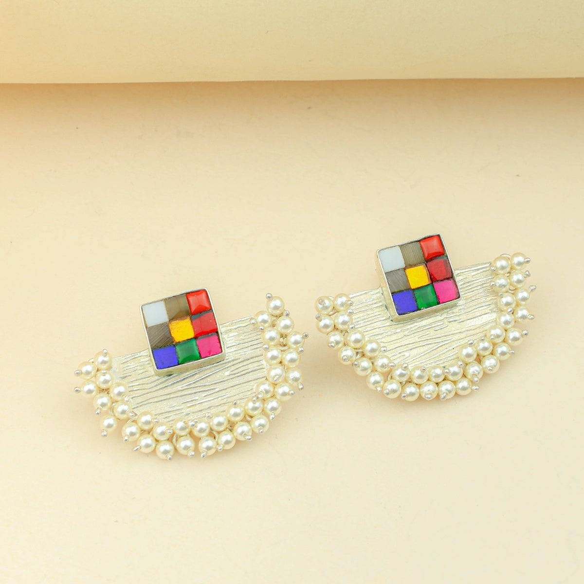 Anokhi Fusion Green Kundan Silver Earrings|925 Silver Earrings