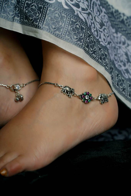 925 Silver Anklet| Silver Gajraang Payal