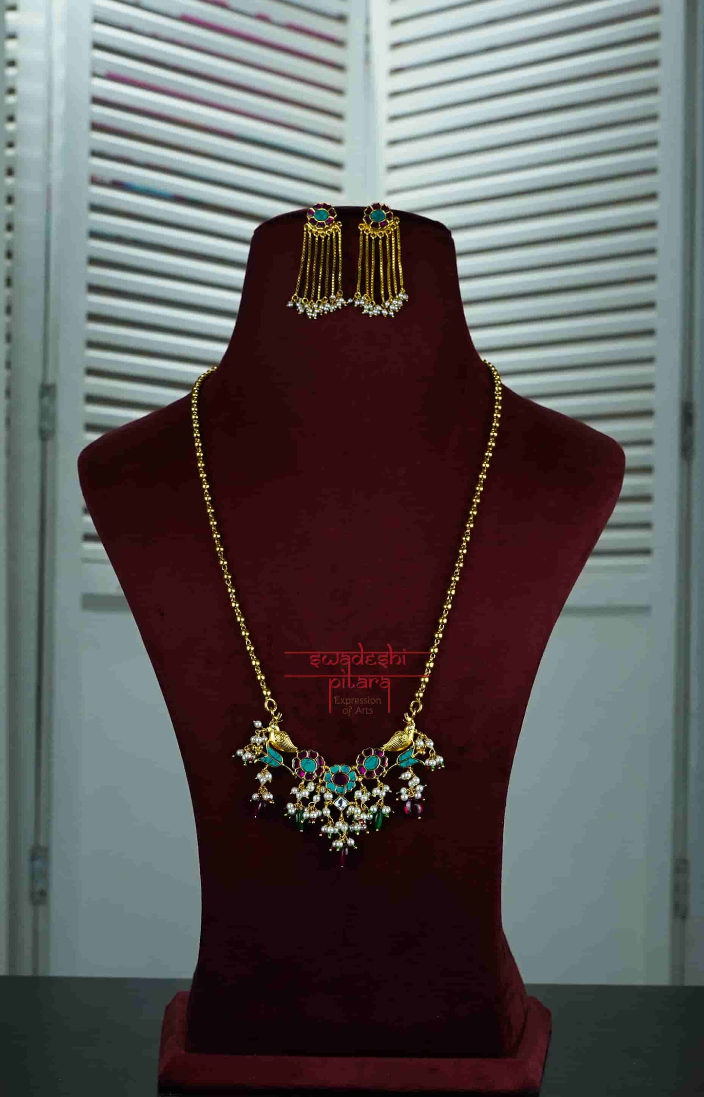 Anokhi Floral Chidiya Necklace Set | 925 Silver | Gold Plated
