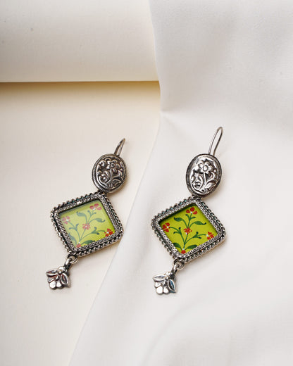 Hasthkala 925 Sterling Silver Pichwai Handpainted Earrings