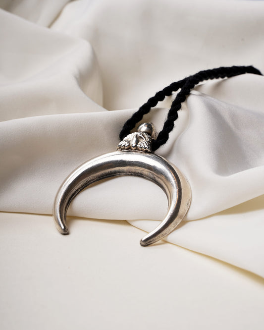 925 Sterling Silver Classic Crescent Moon Pendant | Half Moon Dori Pendant