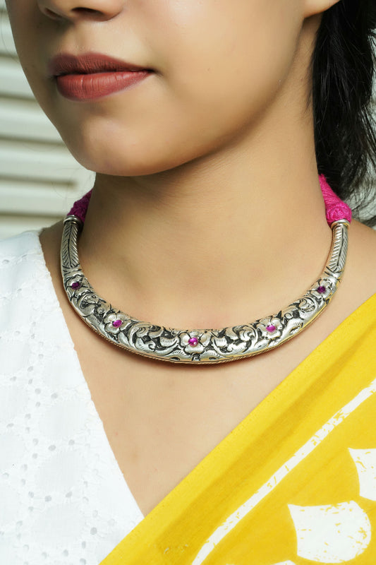 FLORAL CHITAI 925 SILVER HASLI