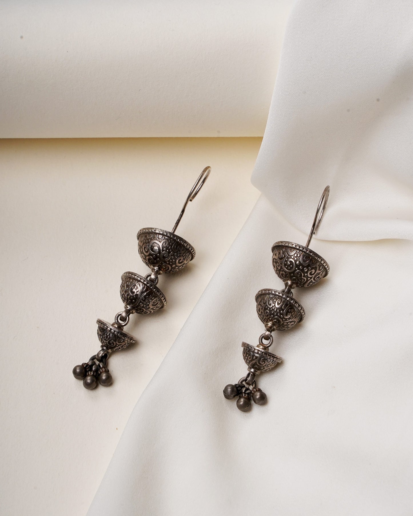925 Silver Earrings| Textured Layered Fish Hook Earrings