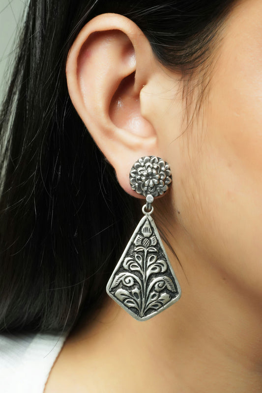 Chitai Work 925 Silver Earrings