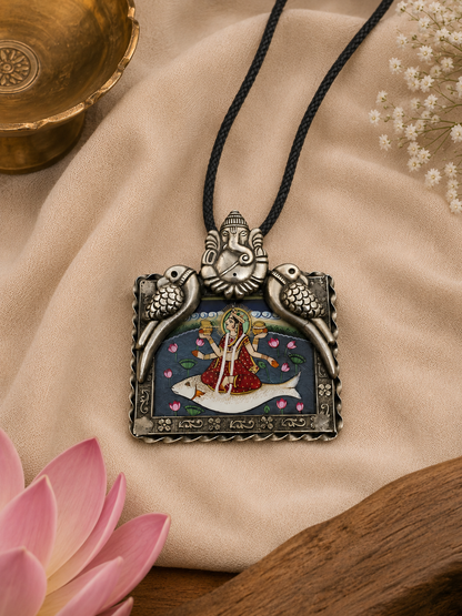 Hastakala Maa Ganga Silver Pendant