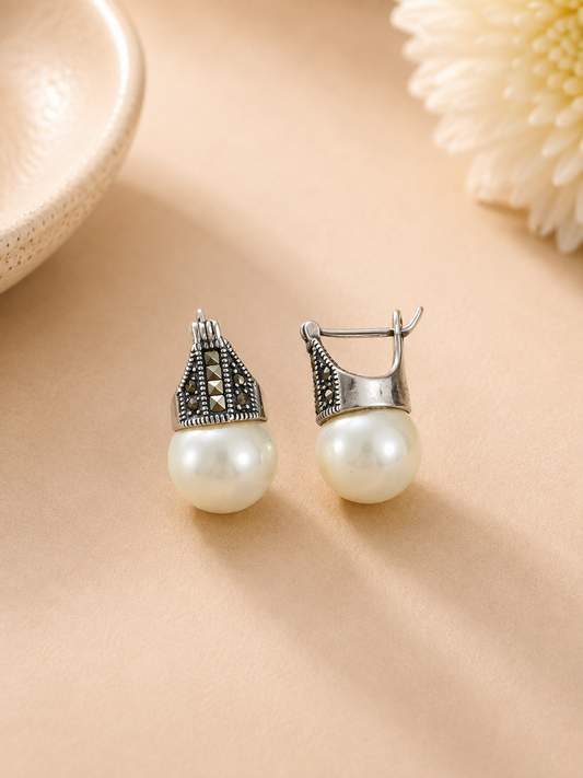 Diana Marcasite Drop Earrings