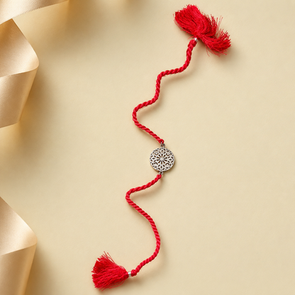 Sacred Phool Mandala Silver Rakhi