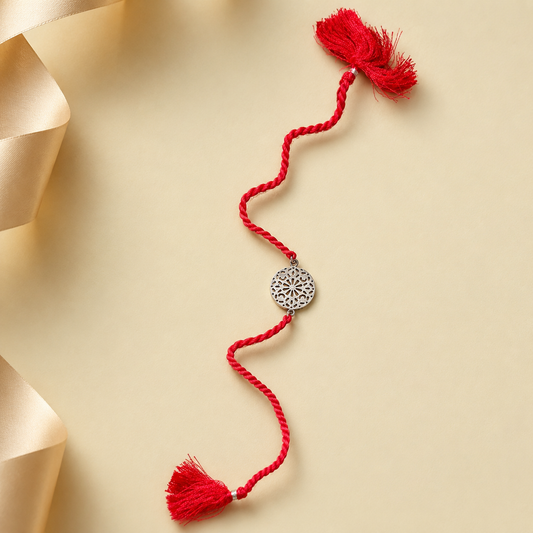 Sacred Phool Mandala Silver Rakhi