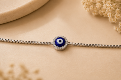 Nazakat Evil Eye Anklet Chain | 925 Silver | Single Piece