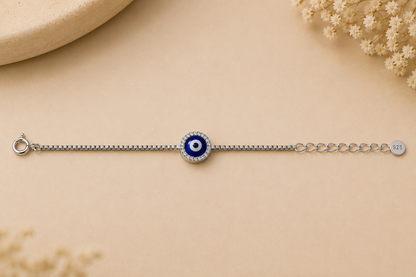 Nazakat Evil Eye Anklet Chain | 925 Silver | Single Piece