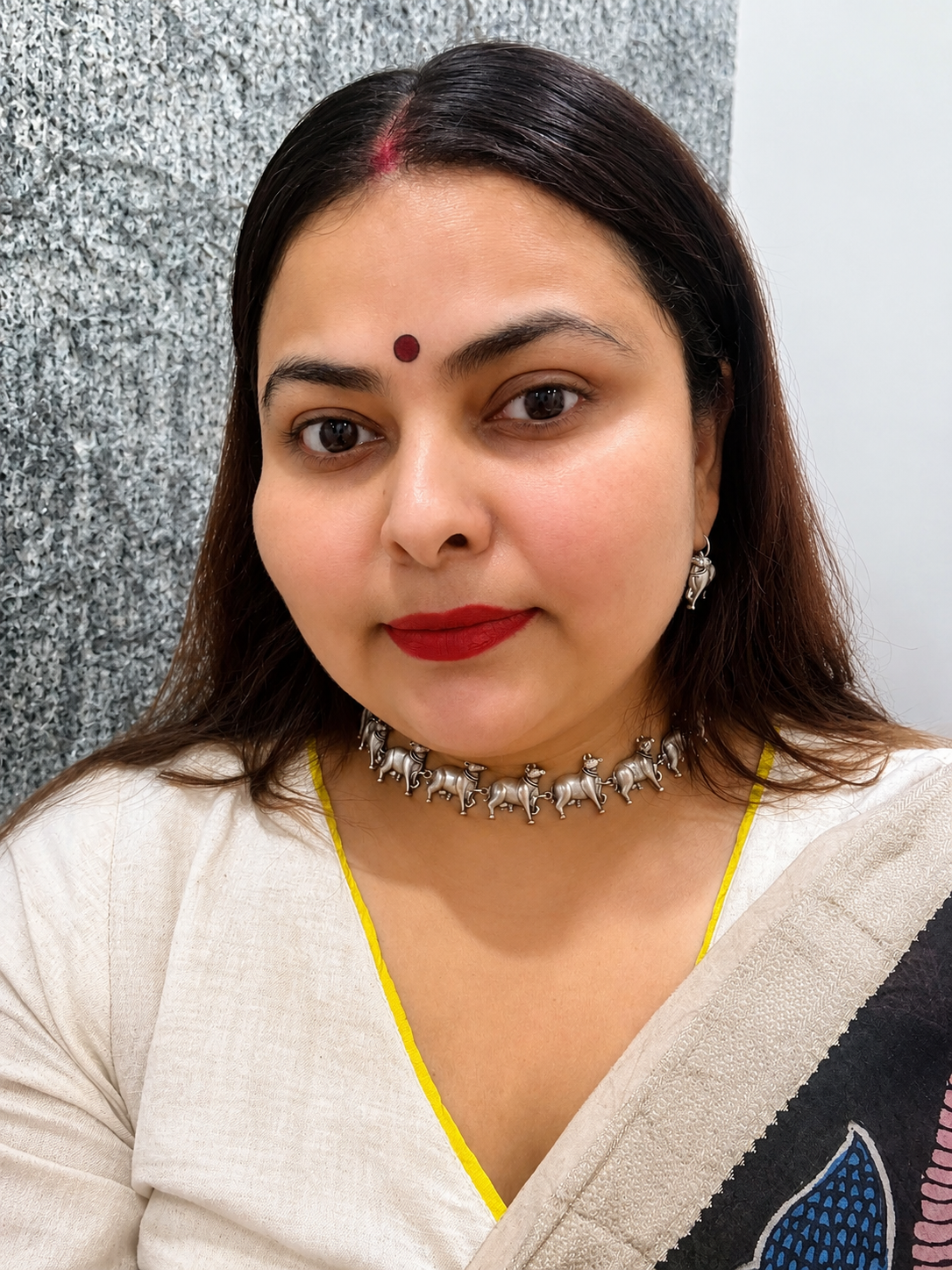 925 Sterling Silver Pichwai Kamdhenu Motif Necklace Set