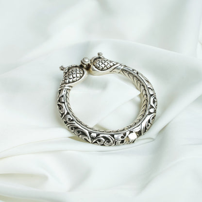 925 Silver Bangle| Peacock Design Openable Kada Bangle