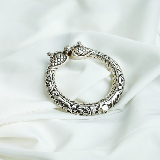 925 Silver Bangle| Peacock Design Openable Kada Bangle