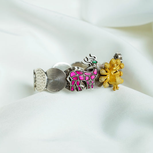 925 Silver Cuff| Anokhi Fusion Silver Openable Cuff